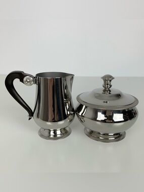 Letang Remy Creamer Sugar Bowl Set Inox France Handle Lid Coffee Tea French Vtg